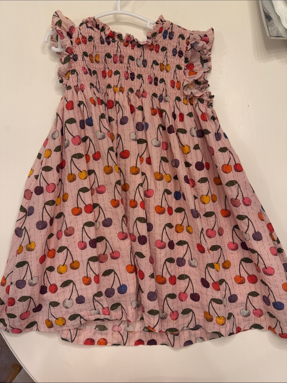 Pink Chicken Pink Cherry Smocked Ruffle Dress